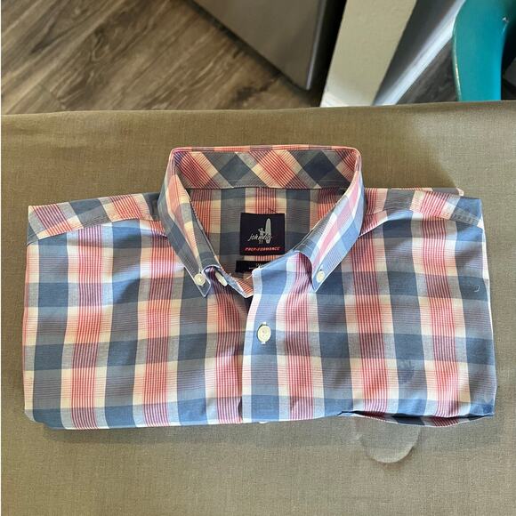 johnnie-O Prep-Formance Button-Up Plaid Shirt, Small - Picture 3 of 3